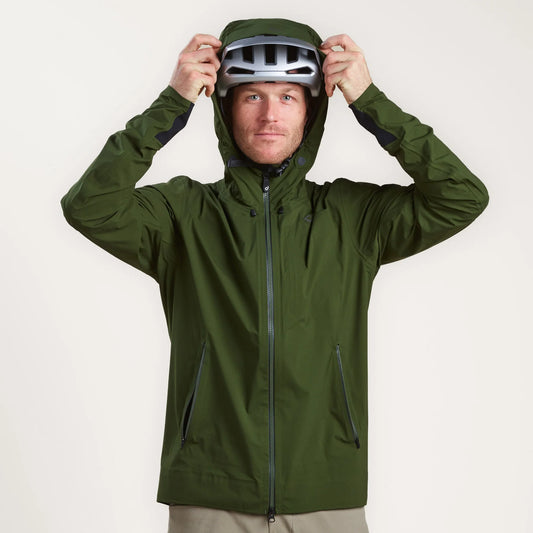 Velocio Mens TRAIL Access Hardshell Jacket / L / Dark Olive